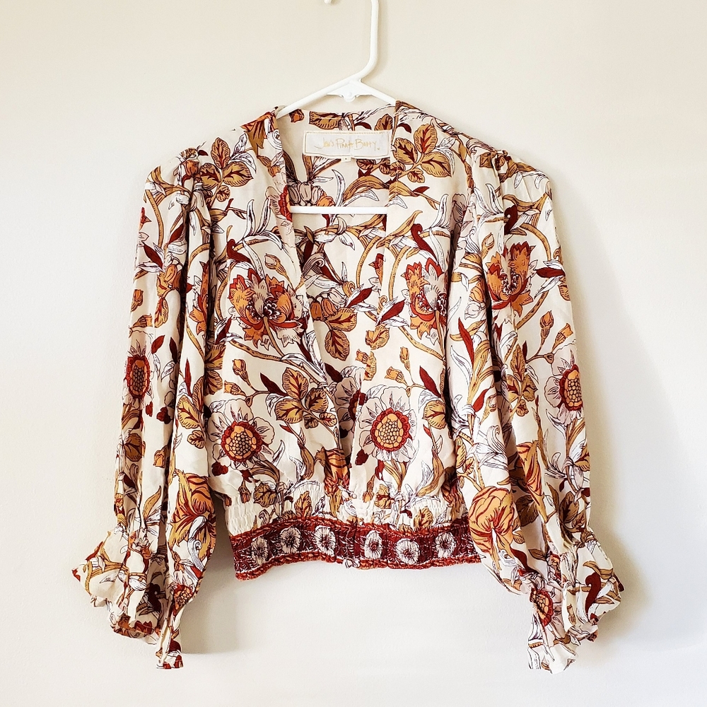 Jen's Pirate Booty Floral Crop Top - Cream and Red - Picture 3 of 5
